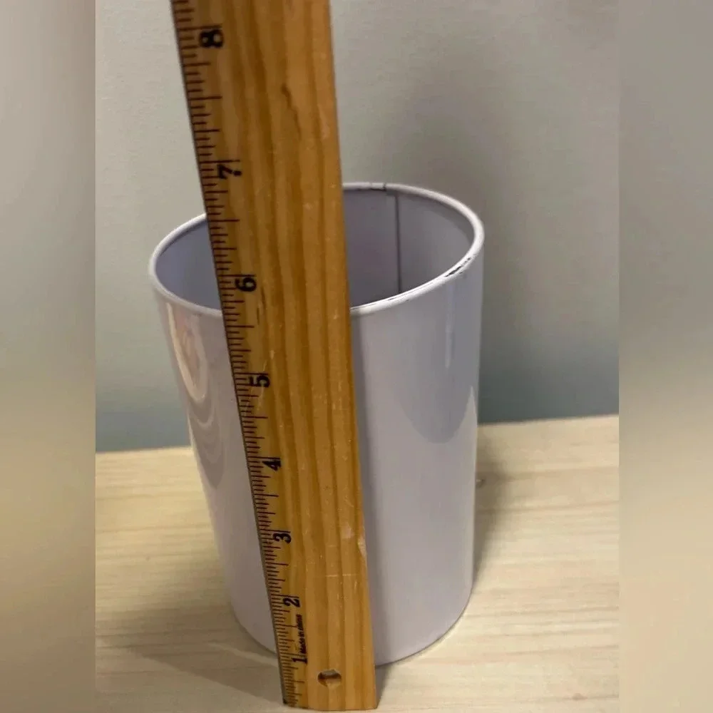 Vintage White Cylinder Canister with Lid Some Marks & Small Dimples Great Decor